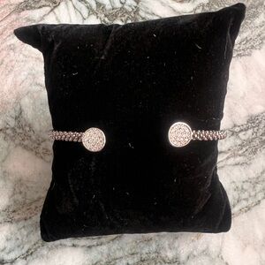 Bentelli Italy Sterling Silver Pavé Diamond Open Cuff Bracelet